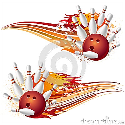 bowling with flames Vector Illustration