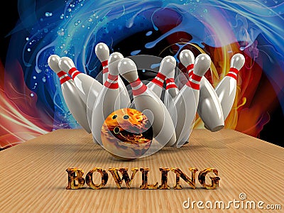 Bowling Game Strike rot Stock Photo