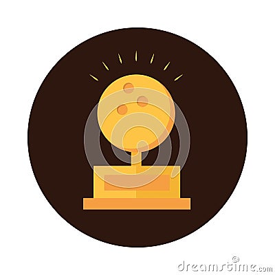 Bowling golden trophy ball league game sport block flat icon design Vector Illustration