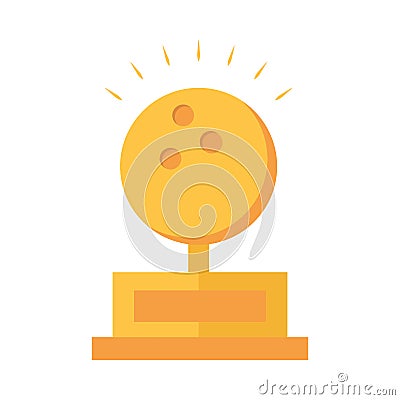 Bowling golden trophy ball league game sport flat icon design Vector Illustration