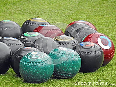 Bowling green bowling balls Editorial Stock Photo