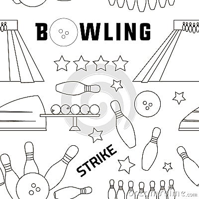 Bowling icons set pattern Vector Illustration