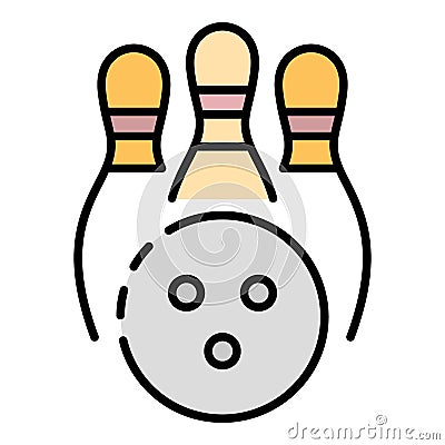 Bowling kegling icon color outline vector Vector Illustration