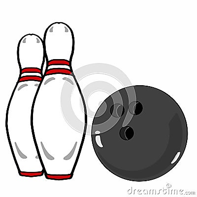 Bowling lab and Bowling ball drawing illustration white background Vector Illustration