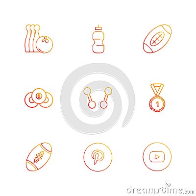 bowling , medal , rugby , pintrest , dumbell , sports , games , Vector Illustration