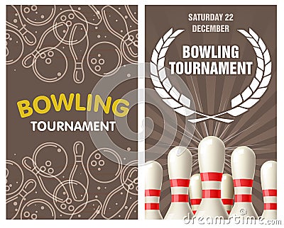 Bowling party flyer with skittles and balls Vector Illustration