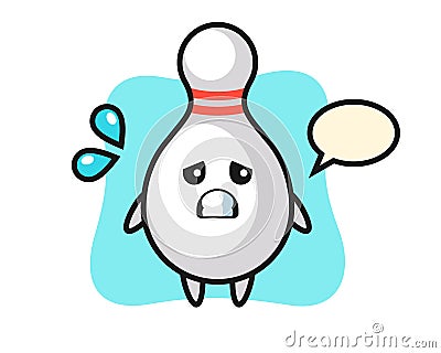 Bowling pin mascot character with afraid gesture Vector Illustration