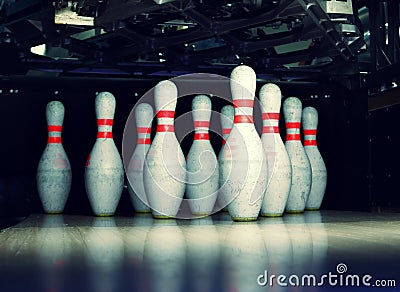 Bowling pins Stock Photo