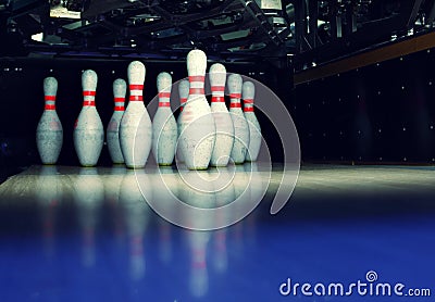 Bowling pins Stock Photo