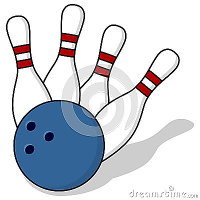 Bowling Pins and Ball Vector Illustration