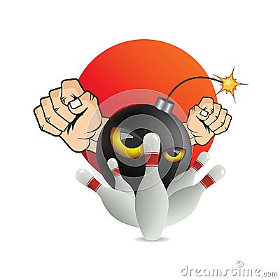 Bowling pins and bomb illustration Vector Illustration