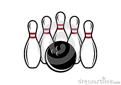 Bowling pins and bowling ball vector Vector Illustration