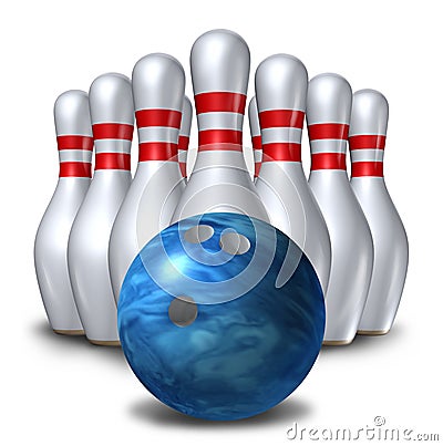 Bowling pins ten pin ball set bowl symbol Stock Photo