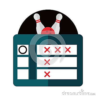 Bowling score board tournament game recreational sport flat icon design Vector Illustration