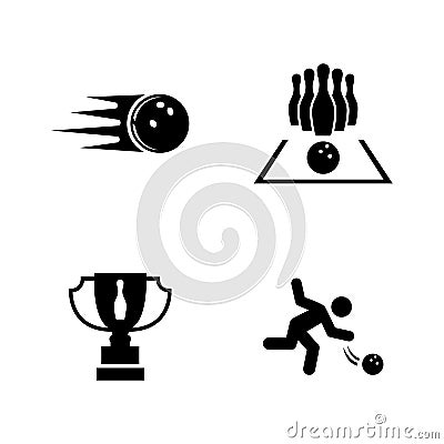 Bowling. Simple Related Vector Icons Vector Illustration