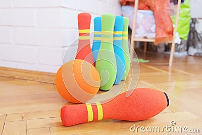 Bowling soft colorful pins Stock Photo