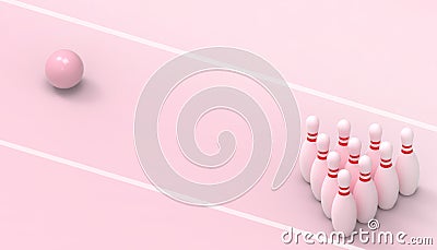 Bowling Sports and game futuristic on pink background for Summer- holidays Stock Photo