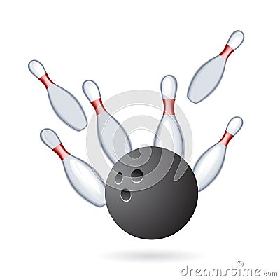 Bowling strike on blank Vector Illustration