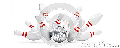 Bowling strike disco ball Stock Photo