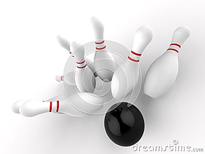 Bowling Strike Shows Winning Skittles Game Stock Photo