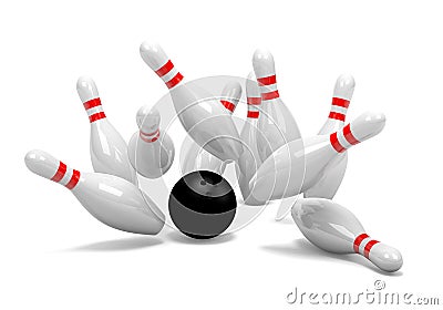 Bowling Strike of Skittles Stock Photo