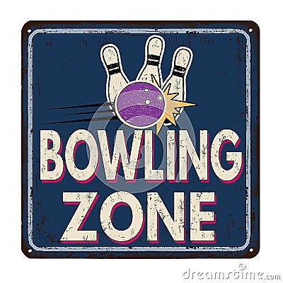 Bowling zone vintage metal sign Vector Illustration