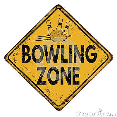 Bowling zone vintage metal sign Vector Illustration