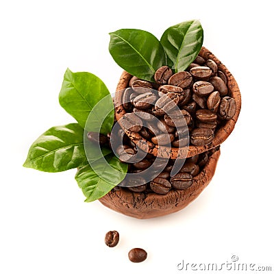 Bowls of coffee beans Stock Photo