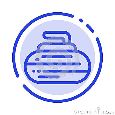 Bowls, Curling, Equipment, Sport Blue Dotted Line Line Icon Vector Illustration
