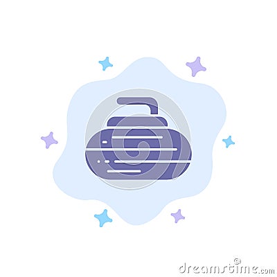 Bowls, Curling, Equipment, Sport Blue Icon on Abstract Cloud Background Vector Illustration