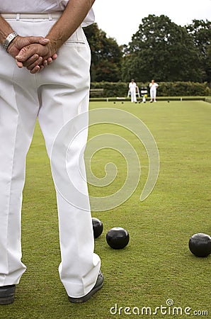 Bowls Green White trousers Stock Photo