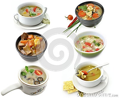 Bowls Of Healthy Soup Stock Photo