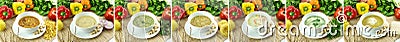 Bowls of soups collage Stock Photo