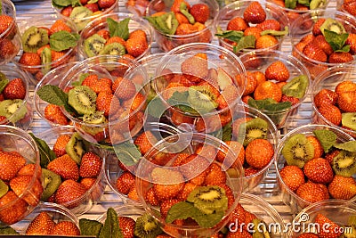 Bowls of Strawberries Stock Photo