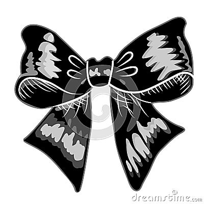 Bows with ribbons black color on white background Vector Illustration