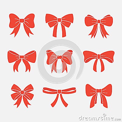 Bows with ribbons vector set Vector Illustration