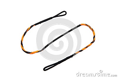 Bowstring for a bow or crossbow. Tightly woven nylon threads into one string. Isolate on a white back Stock Photo