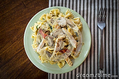 Bowtie Chicken Alfredo Stock Photo