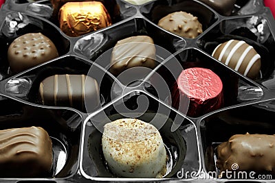 Box of assorted chocolates Stock Photo