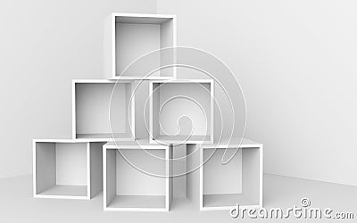 Box blank cube white 3D Cartoon Illustration