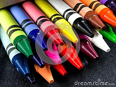 Box of Brand New Crayons Stock Photo