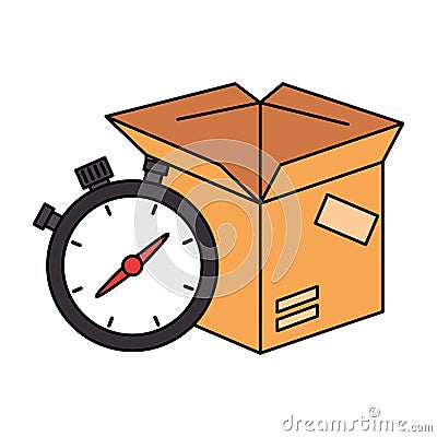 box carton with chronometer Cartoon Illustration