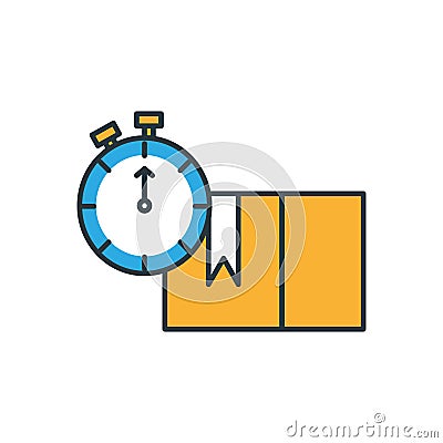 Box carton with chronometer timer Vector Illustration