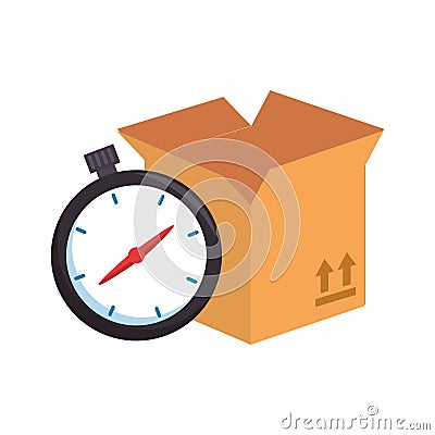 box carton with chronometer Cartoon Illustration