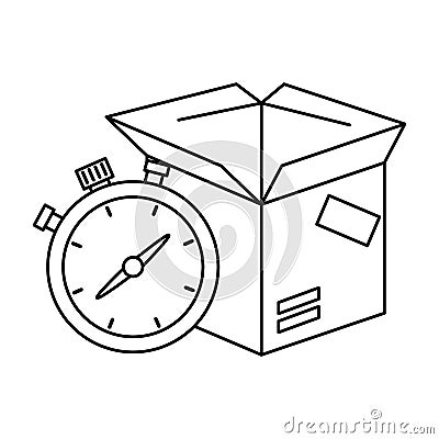 box carton with chronometer Cartoon Illustration