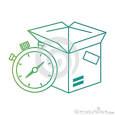 box carton with chronometer Cartoon Illustration