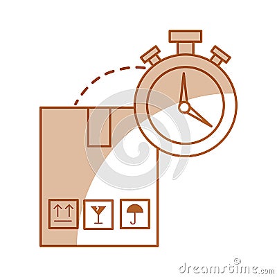 Box carton with chronometer watch isolated icon Vector Illustration