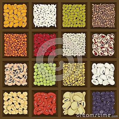 Box of cereals and legumes Vector Illustration