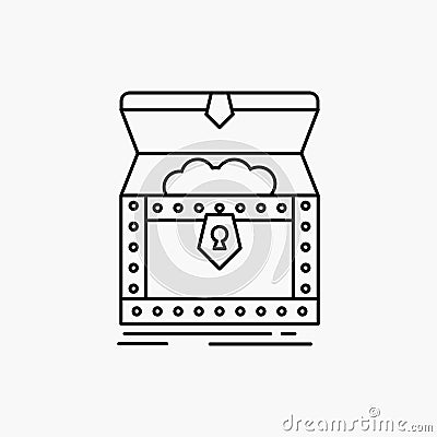 Box, chest, gold, reward, treasure Line Icon. Vector isolated illustration Vector Illustration