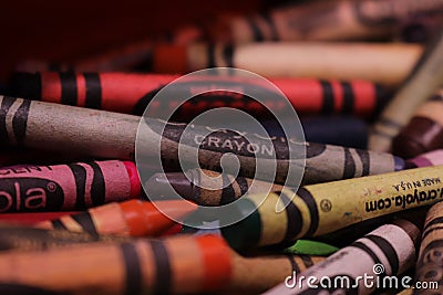 A box of 64 Crayola Crayons Editorial Stock Photo
